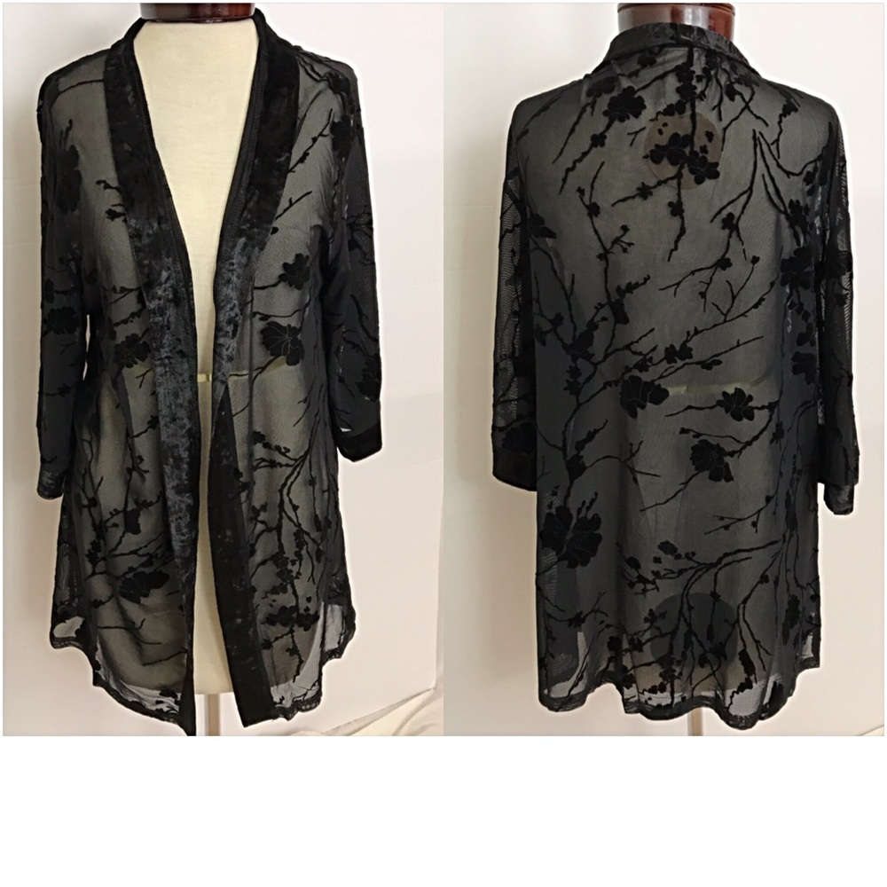 Head Turning Velvet Mesh Kimono Cardi Wrap SML - Picture 7 of 8